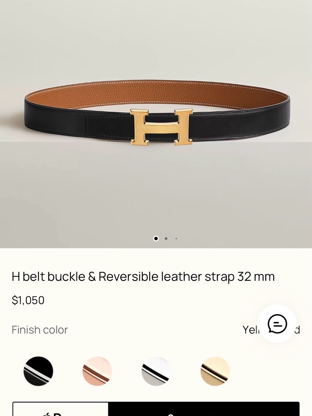 Hermes Reversible Black/Brown 32mm Leather H Belt with Gold H Buckle - Picture 10 of 11
